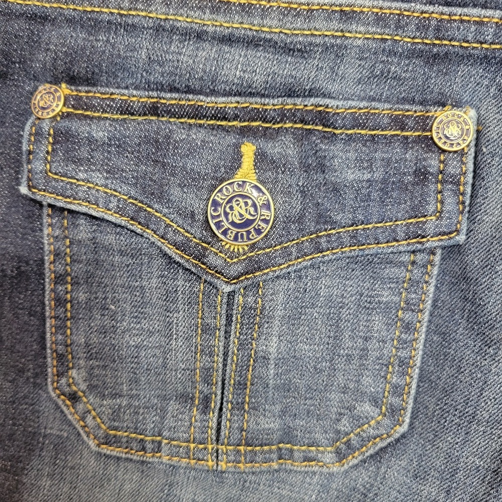 Rock & Republic Cut Off Shorts Size 2 Stinger Blue Stretch Denim Coastal Cowgirl - Picture 8 of 16